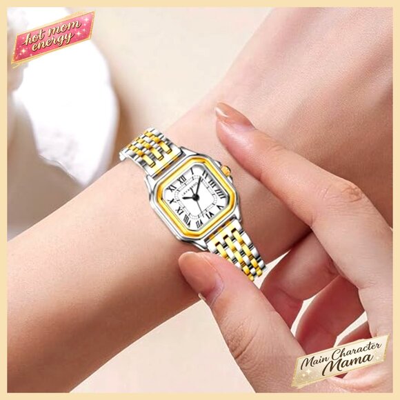 Vintage Roman Numeral Dial Rectangular Case Small Ladies Quartz Watch main image 5